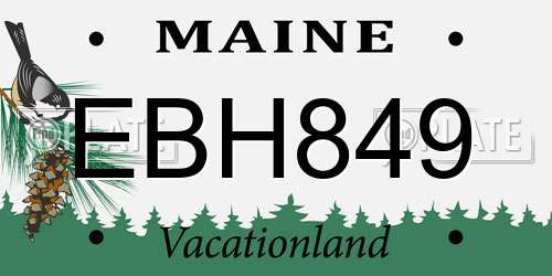EBH849 Maine License Plate