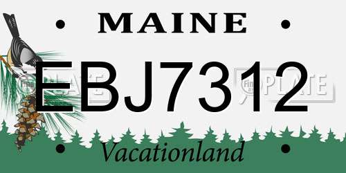 EBJ7312 Maine License Plate
