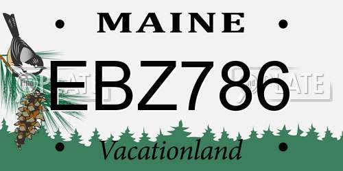 EBZ786 Maine License Plate