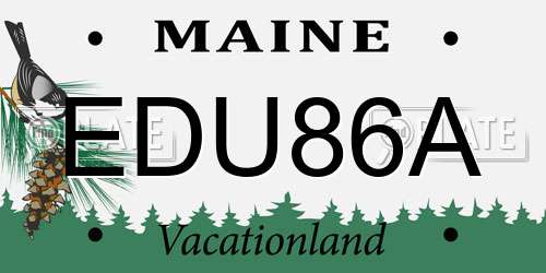 EDU86A Maine License Plate