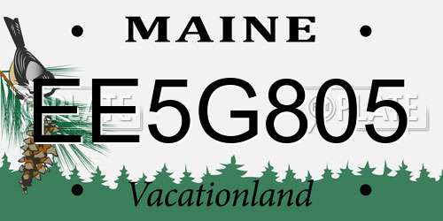 EE5G805 Maine License Plate