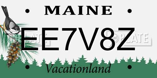 EE7V8Z Maine License Plate