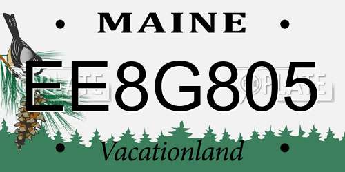 EE8G805 Maine License Plate