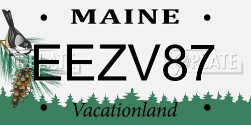EEZV87 Maine License Plate