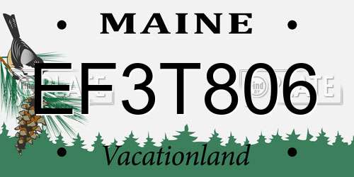 EF3T806 Maine License Plate