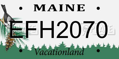 EFH2070 Maine License Plate