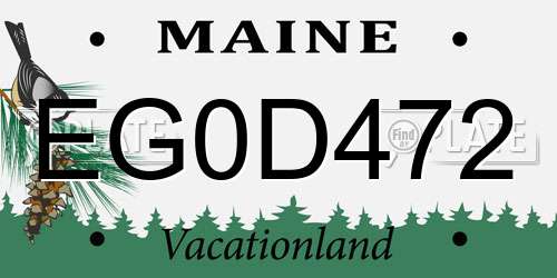 EG0D472 Maine License Plate