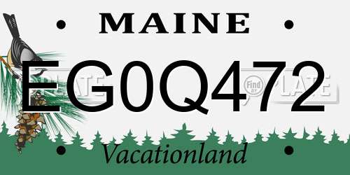 EG0Q472 Maine License Plate