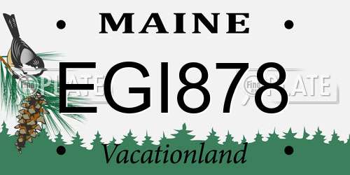 EGI878 Maine License Plate