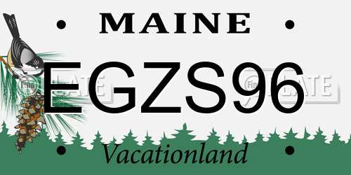 EGZS96 Maine License Plate