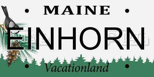 EINHORN Maine License Plate