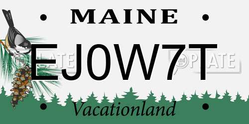 EJ0W7T Maine License Plate