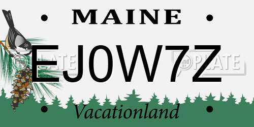 EJ0W7Z Maine License Plate