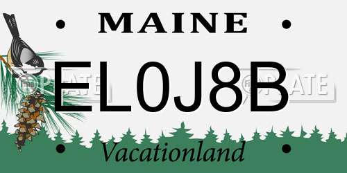 EL0J8B Maine License Plate