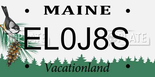 EL0J8S Maine License Plate