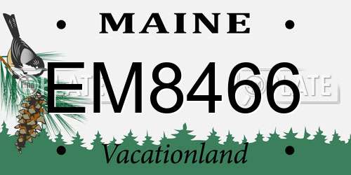 EM8466 Maine License Plate