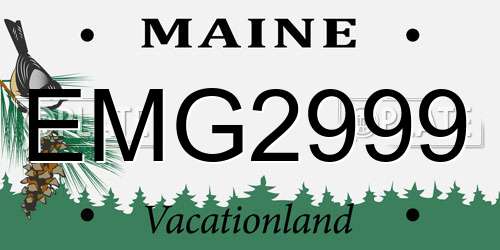 EMG2999 Maine License Plate