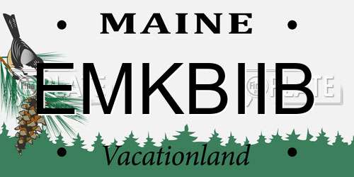 EMKBIIB Maine License Plate