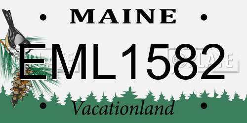EML1582 Maine License Plate