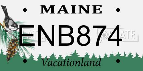 ENB874 Maine License Plate