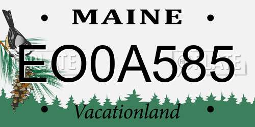 EO0A585 Maine License Plate