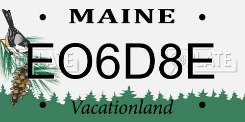 EO6D8E Maine License Plate