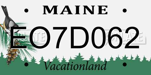 EO7D062 Maine License Plate