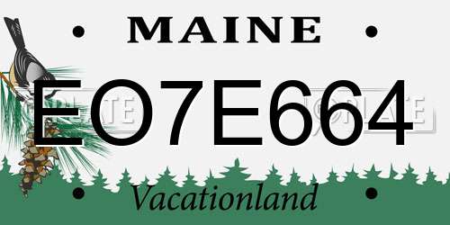 EO7E664 Maine License Plate