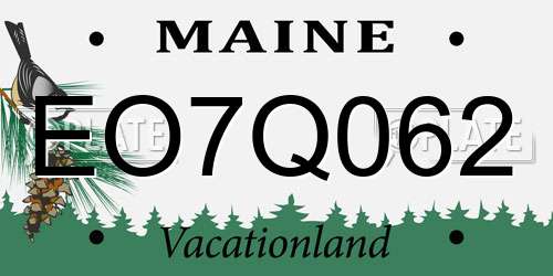 EO7Q062 Maine License Plate