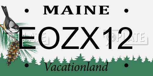 EOZX12 Maine License Plate
