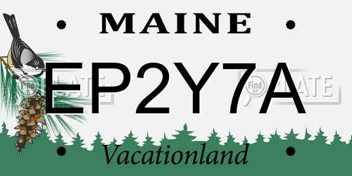 EP2Y7A Maine License Plate