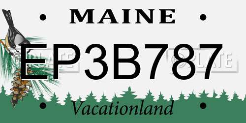 EP3B787 Maine License Plate