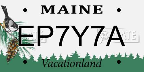EP7Y7A Maine License Plate
