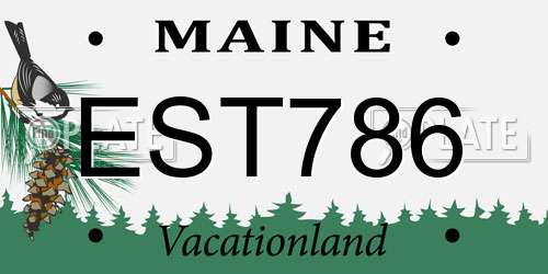 EST786 Maine License Plate