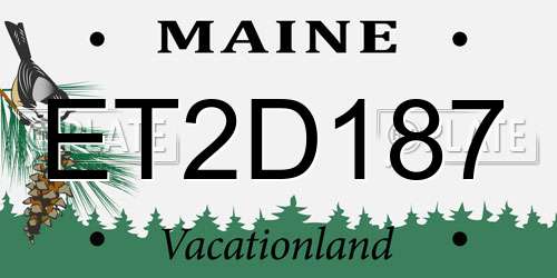 ET2D187 Maine License Plate