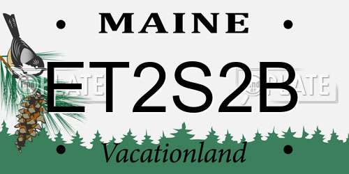 ET2S2B Maine License Plate