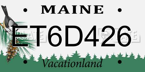 ET6D426 Maine License Plate