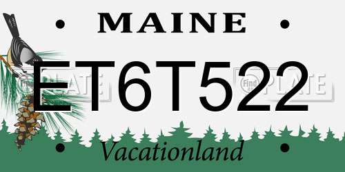 ET6T522 Maine License Plate