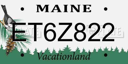 ET6Z822 Maine License Plate