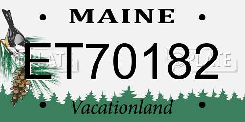ET70182 Maine License Plate