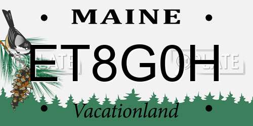 ET8G0H Maine License Plate