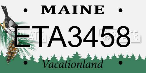 ETA3458 Maine License Plate