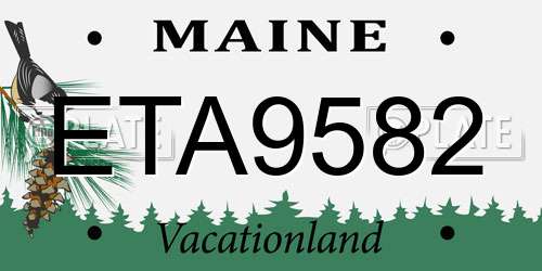 ETA9582 Maine License Plate