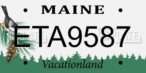 ETA9587 Maine License Plate