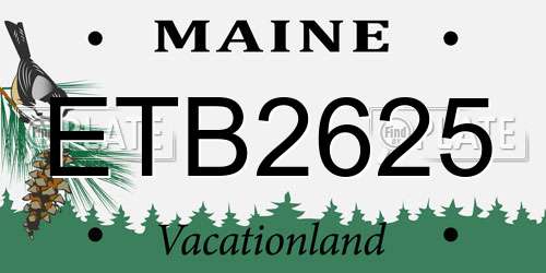 ETB2625 Maine License Plate