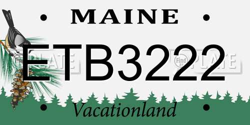ETB3222 Maine License Plate