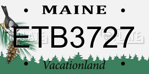 ETB3727 Maine License Plate
