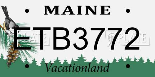 ETB3772 Maine License Plate