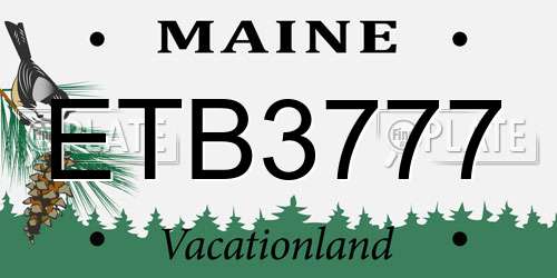 ETB3777 Maine License Plate
