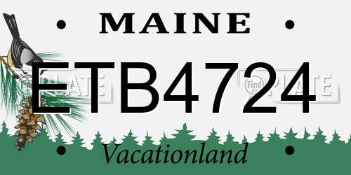 ETB4724 Maine License Plate